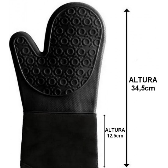 Luva Térmica De Silicone Com Tecido Preta